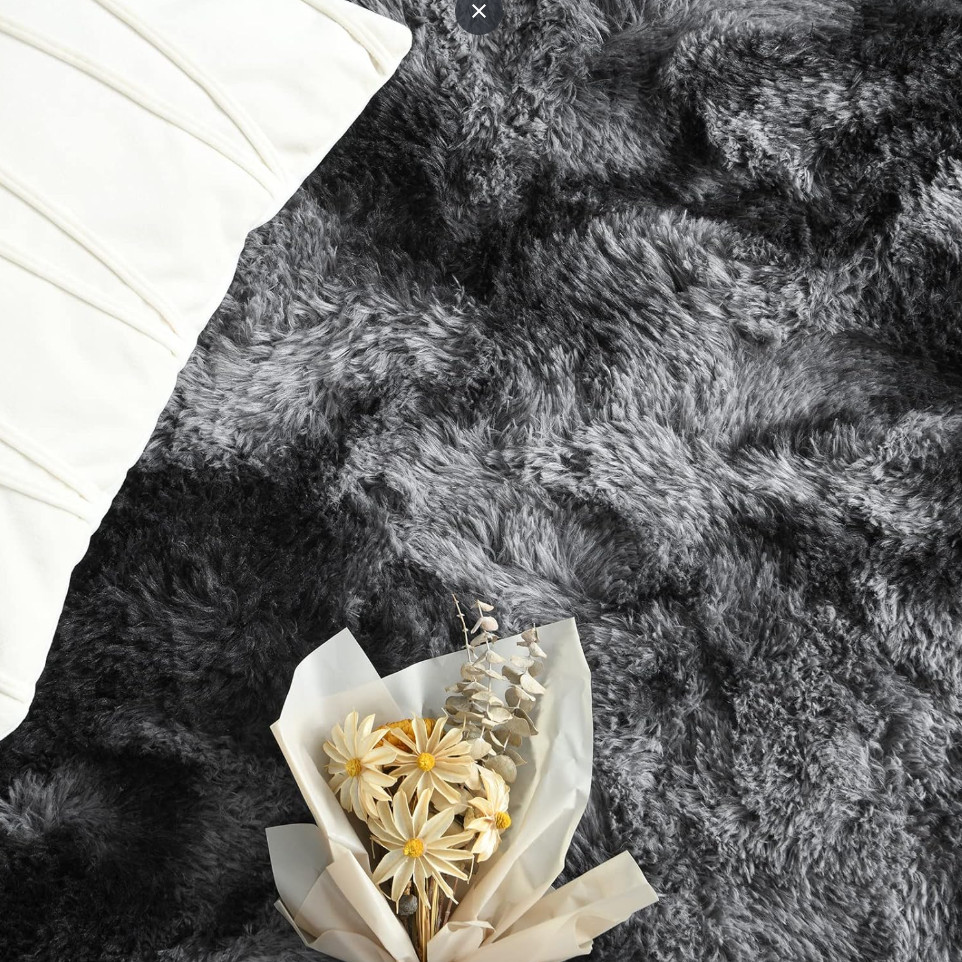 Large Area Rugs for Living Room 4×6 Feet Tie-Dyed Dark Grey Shaggy Rug Fluffy