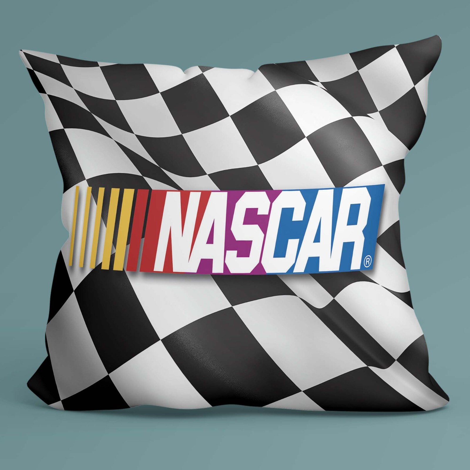 NASCAR Pillow Cover, Racing Decor, Checkered Flag, Car Lover Gift, Race Fan Gift