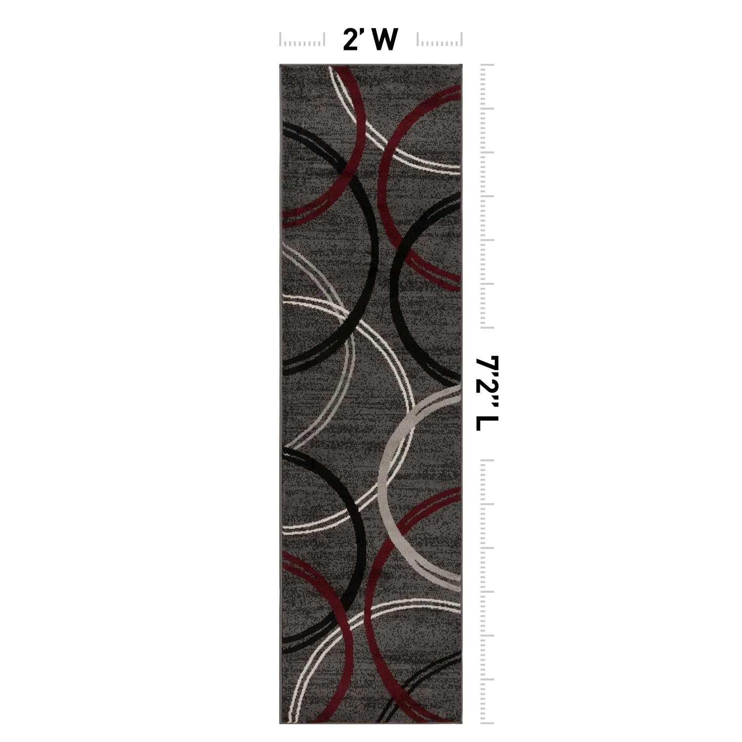 Modern Wavy Circles Design Non-Shedding Runner Rug, Carpet for Hallway or Kit…