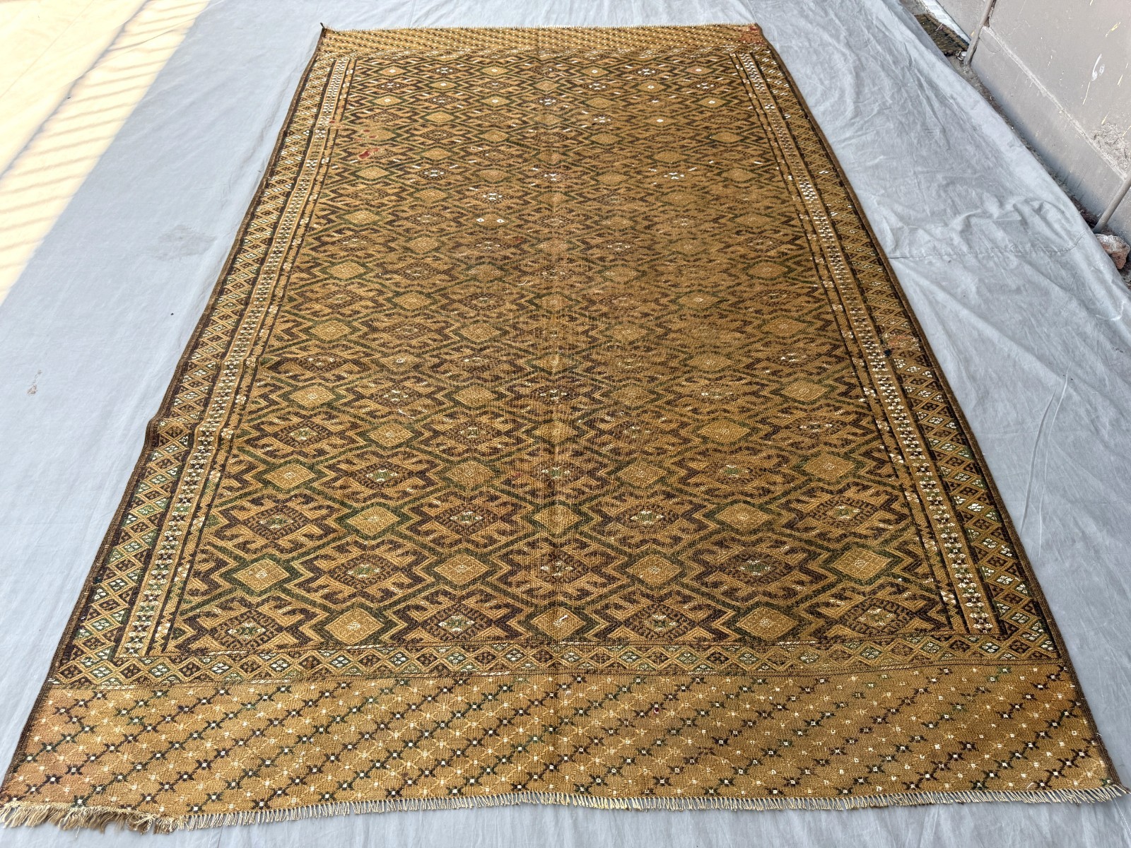 6×10 Terracotta Afghan Kilim Handwoven Wool Geometric Tribal Flatweave Carpet