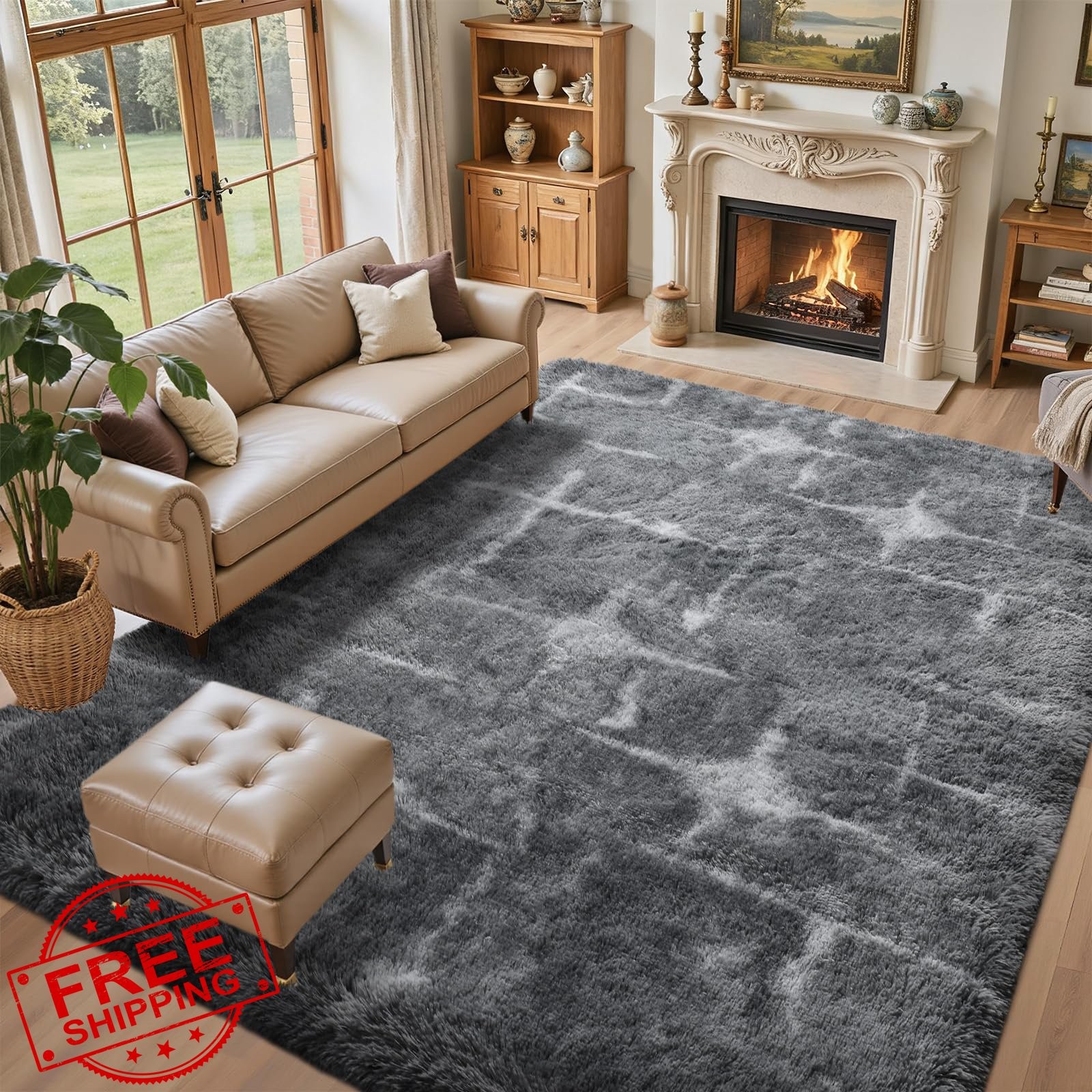LòutiRoot Home 6’x9′ Rug Grey