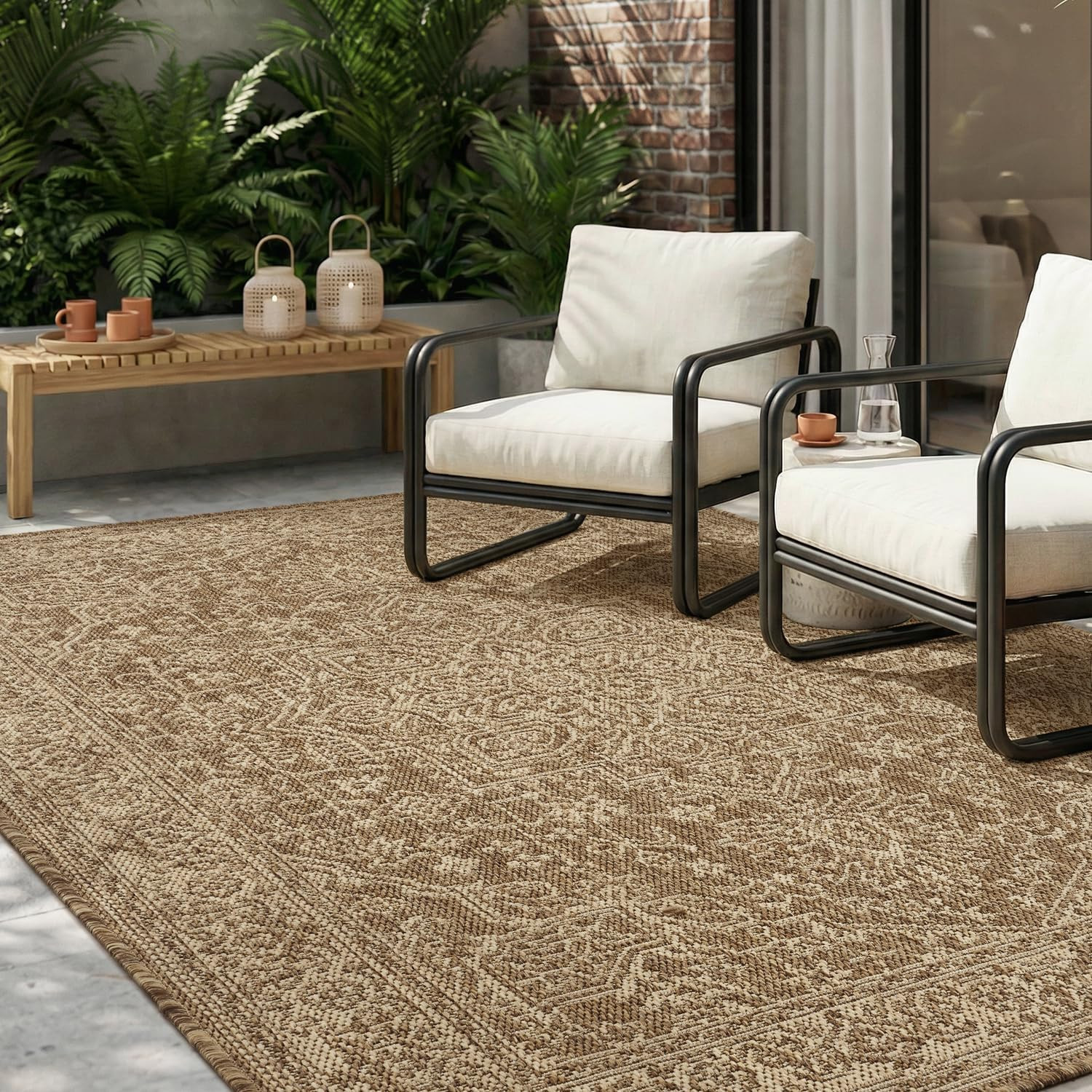 Montvoo-Outdoor Rug-Patio Rug 5X7 Ft Polypropylene Indoor Outdoor Rugs Carpet fo