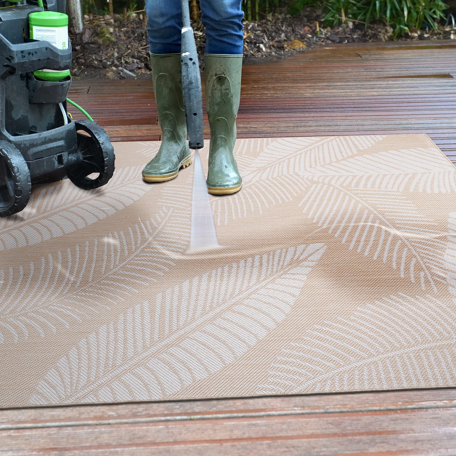 Rugshop Outdoor Rug Distressed Palm Leave Textured Indoor and Outdoor Carpet