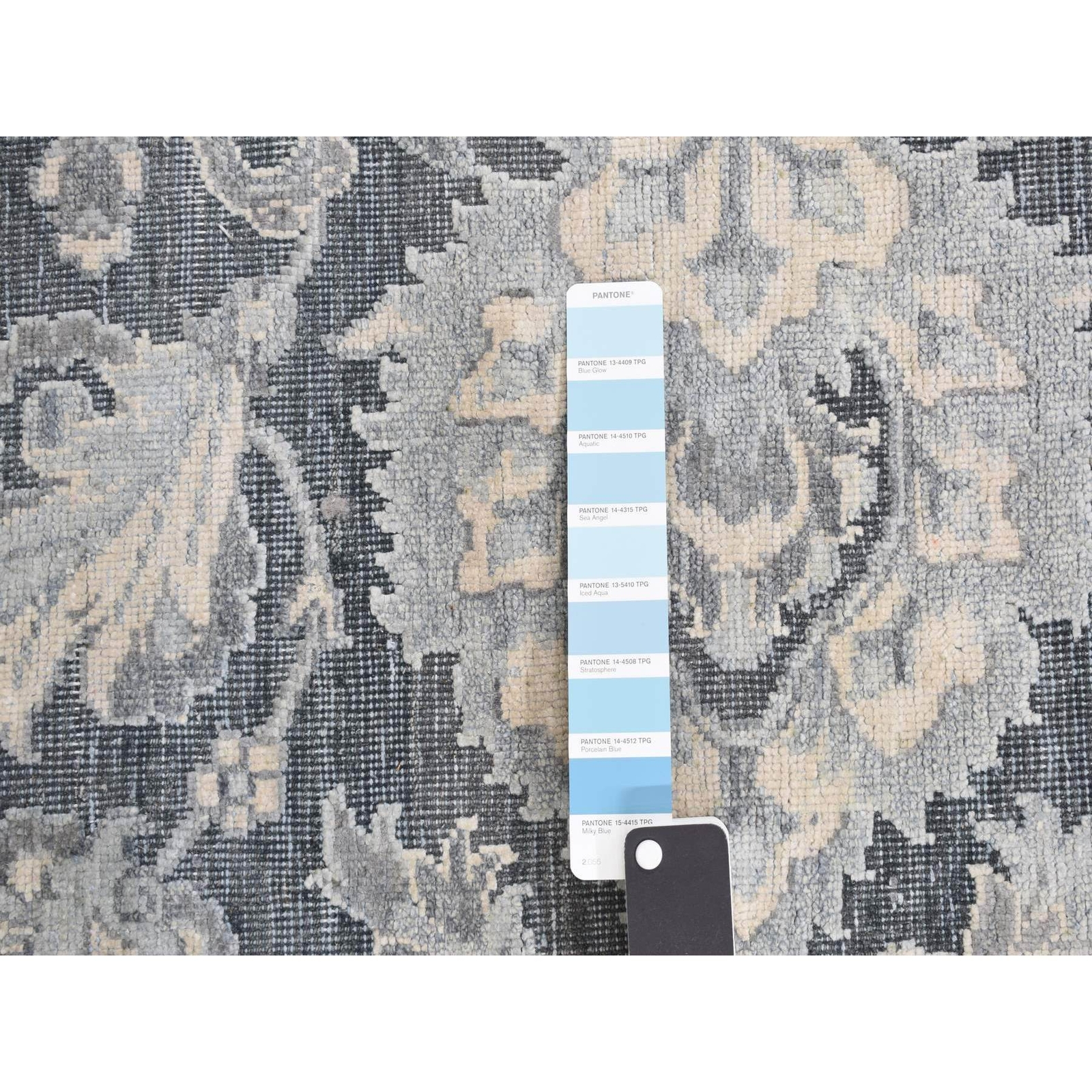 12’x15’8″ Gray Hand Knotted Oushak Influence Silk with Wool Oversized Rug R87953