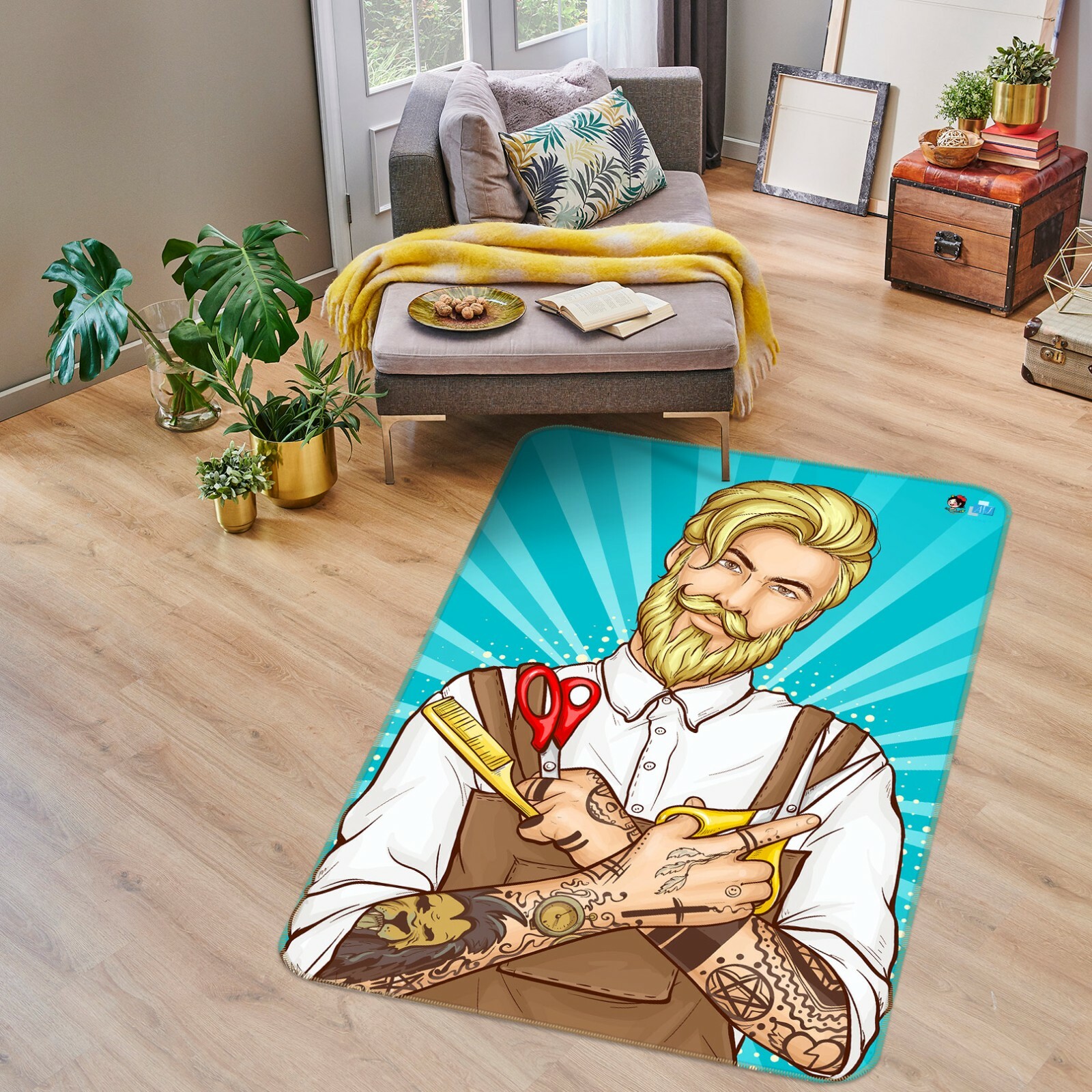 3D Barber Comb ZHUA992 Game Non Slip Rug Mat Photo Carpet Zoe