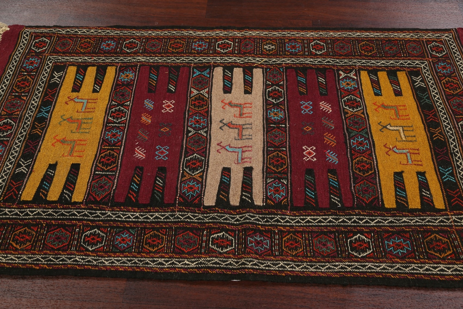 Geometric Traditional Sumak Kilim Area Rug Nomad Oriental Hand-woven Carpet 3×6
