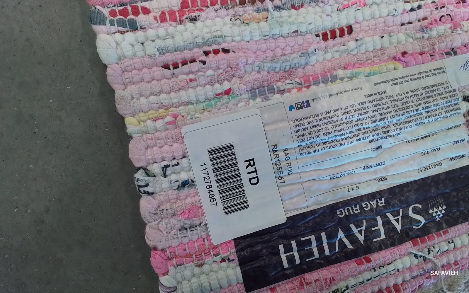 L PINK / MULTI 5′-0″ x 7′-0″ Back Stain Rug, Reduced Price 1172784867 RAR125E-57
