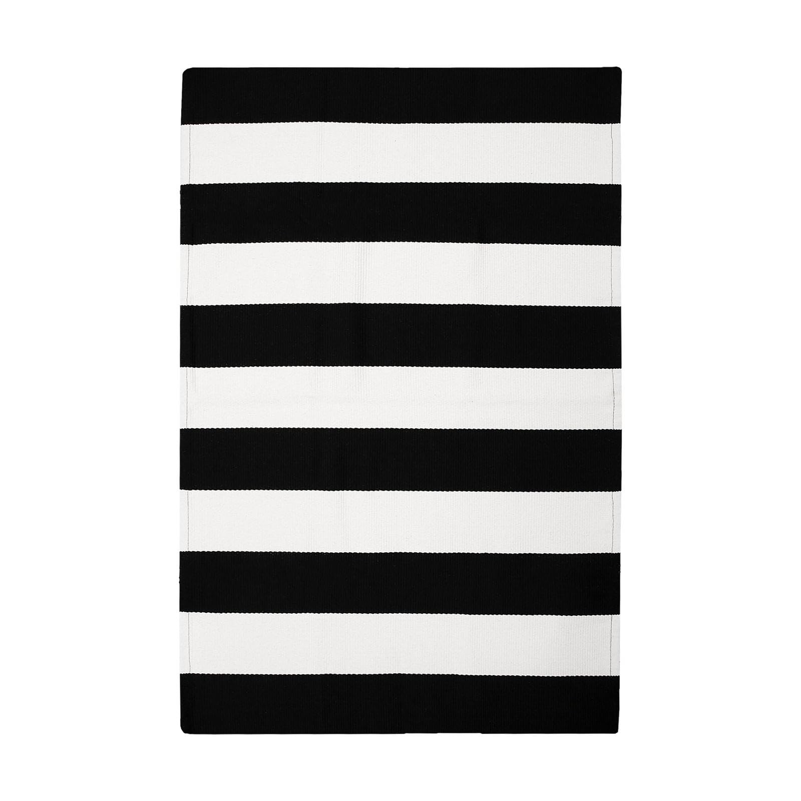 IOHOUZE 3×5 Striped Outdoor Rug, 3′ x 5′ (Rectangular), Black White Stripe