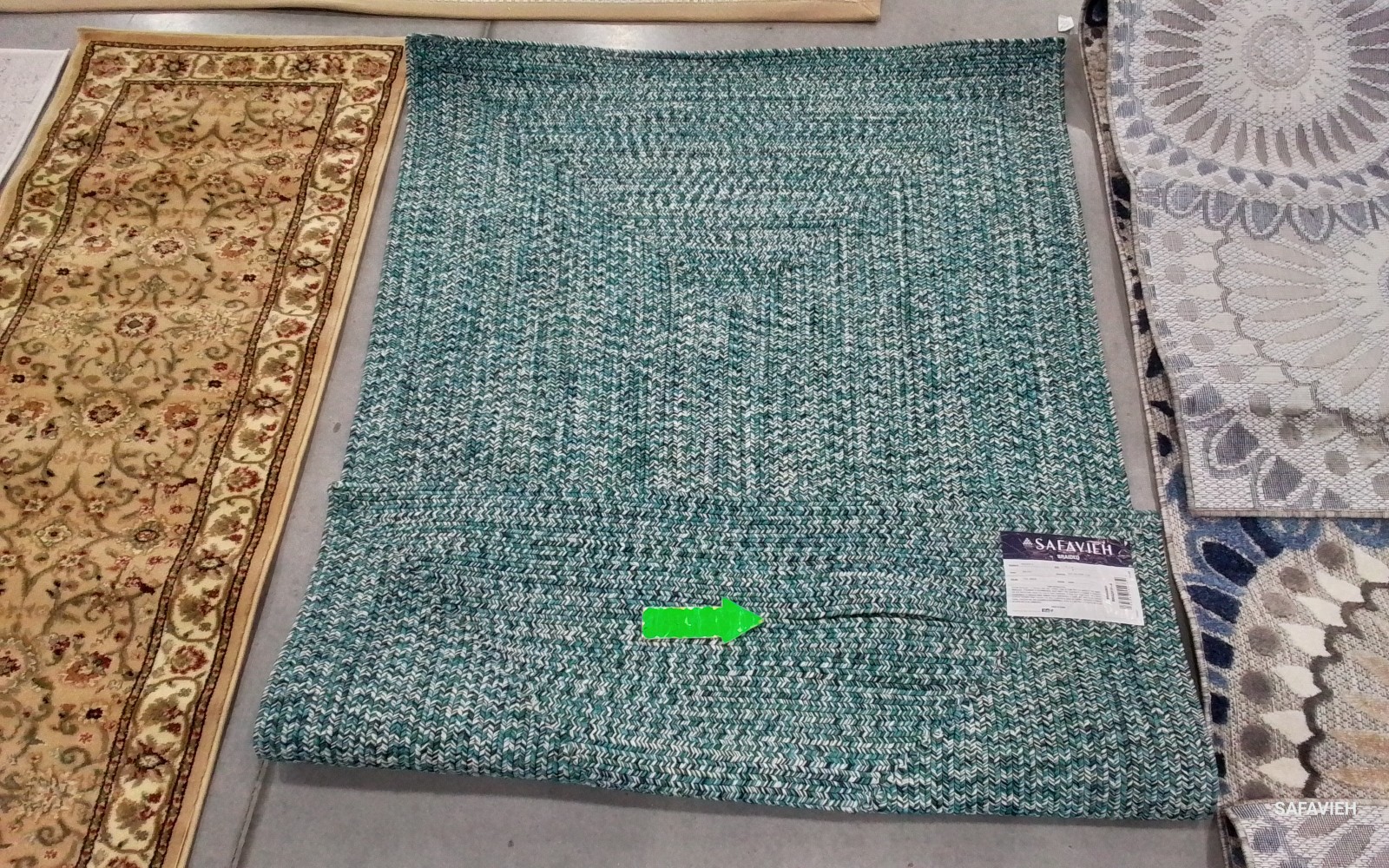TEAL / GREEN 4′-0″ x 6′-0″ Broken Thread Rug, Reduced Price 1172774619 BRA201K-4