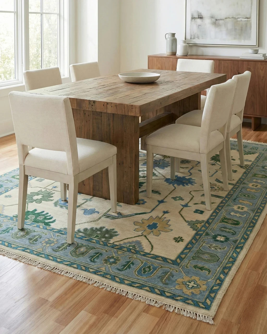 Oushak Rug Hand-Knotted Wool Traditional Vintage Antique Oushak Wool