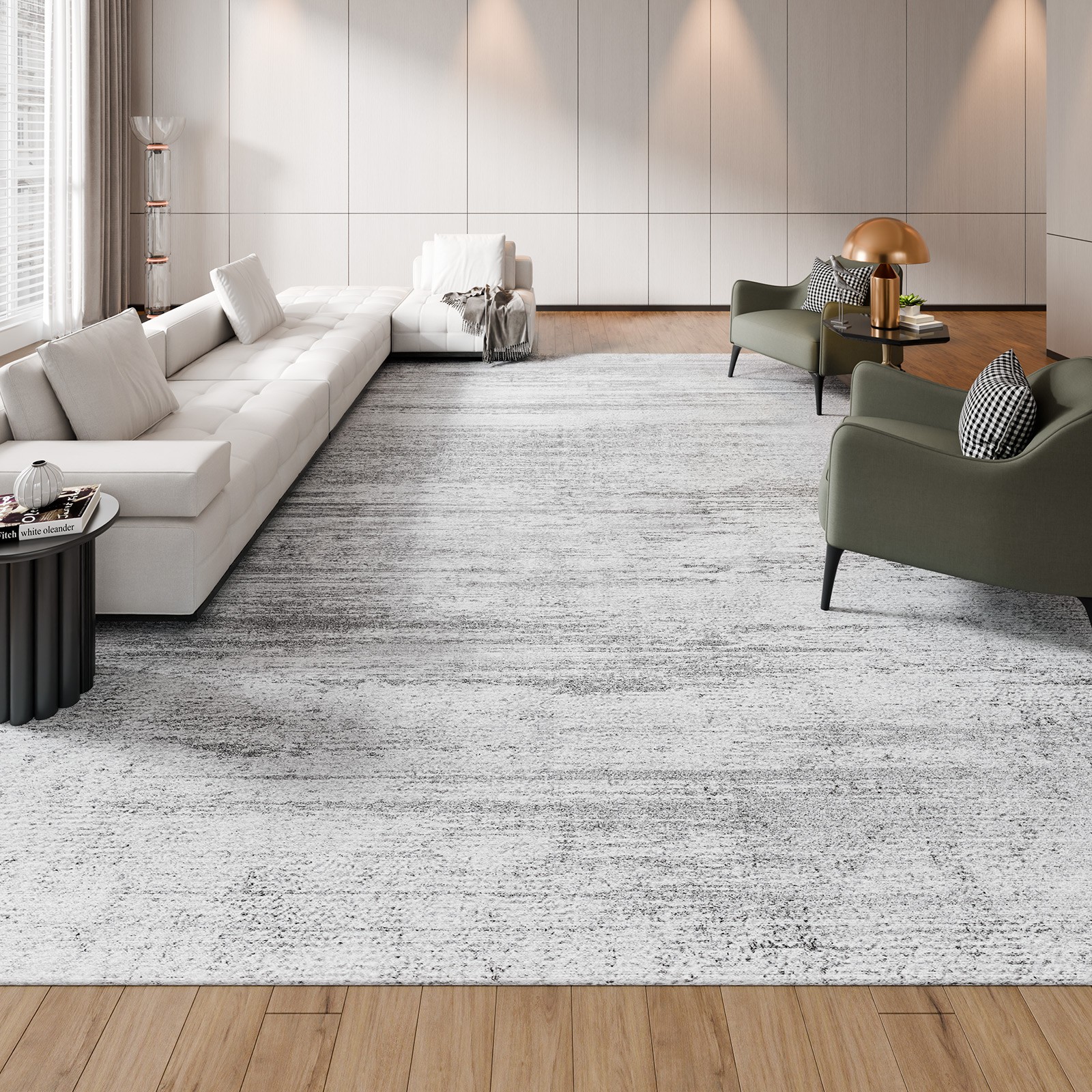 Large Area Rug 10 x 14 ft Anti-Skid Floor Mat Indoor Carpet Washable Modern Gray