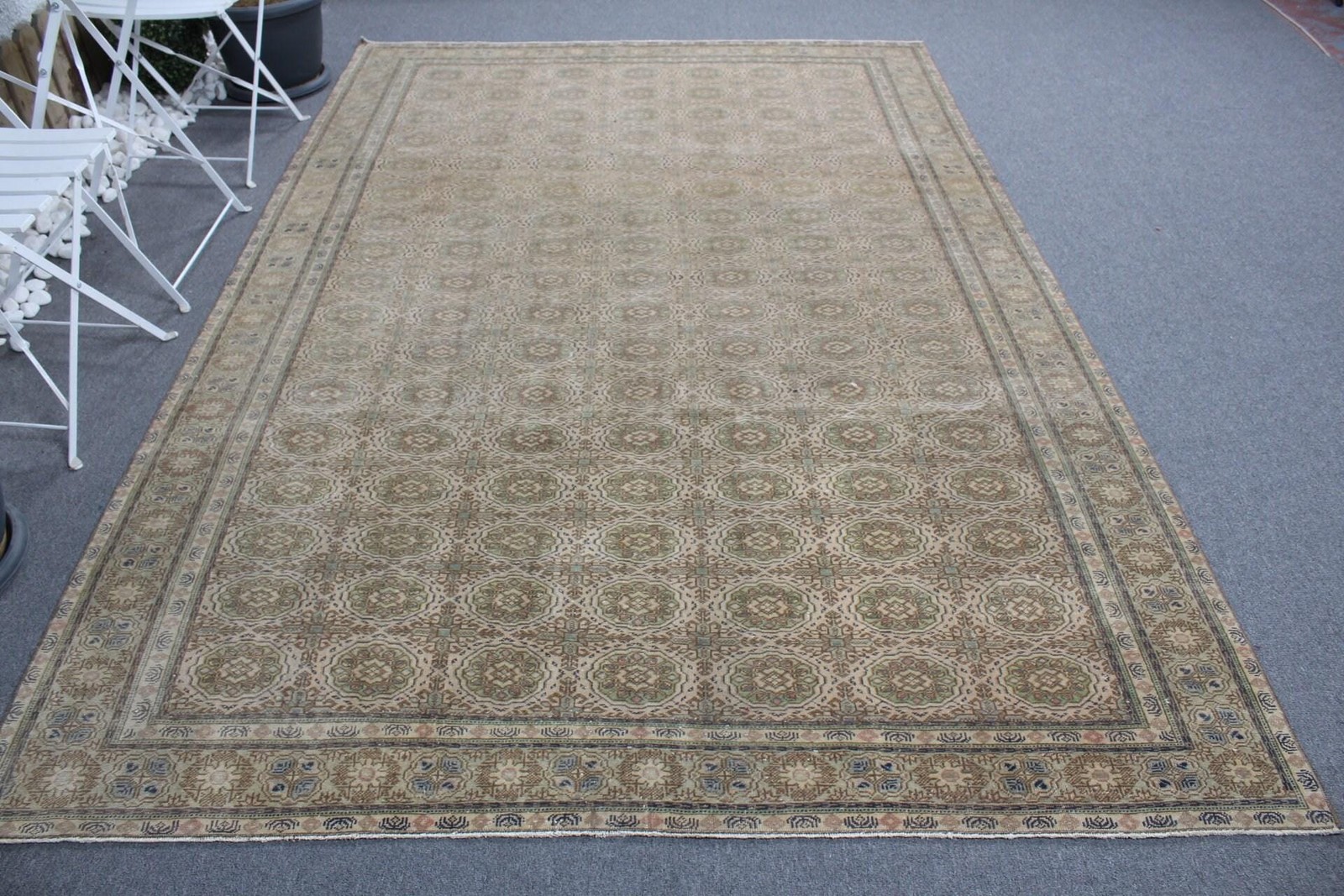 Turkish Rug 6,3×9,3 ft (193×284 cm), Green Southwestern Vintage Rug