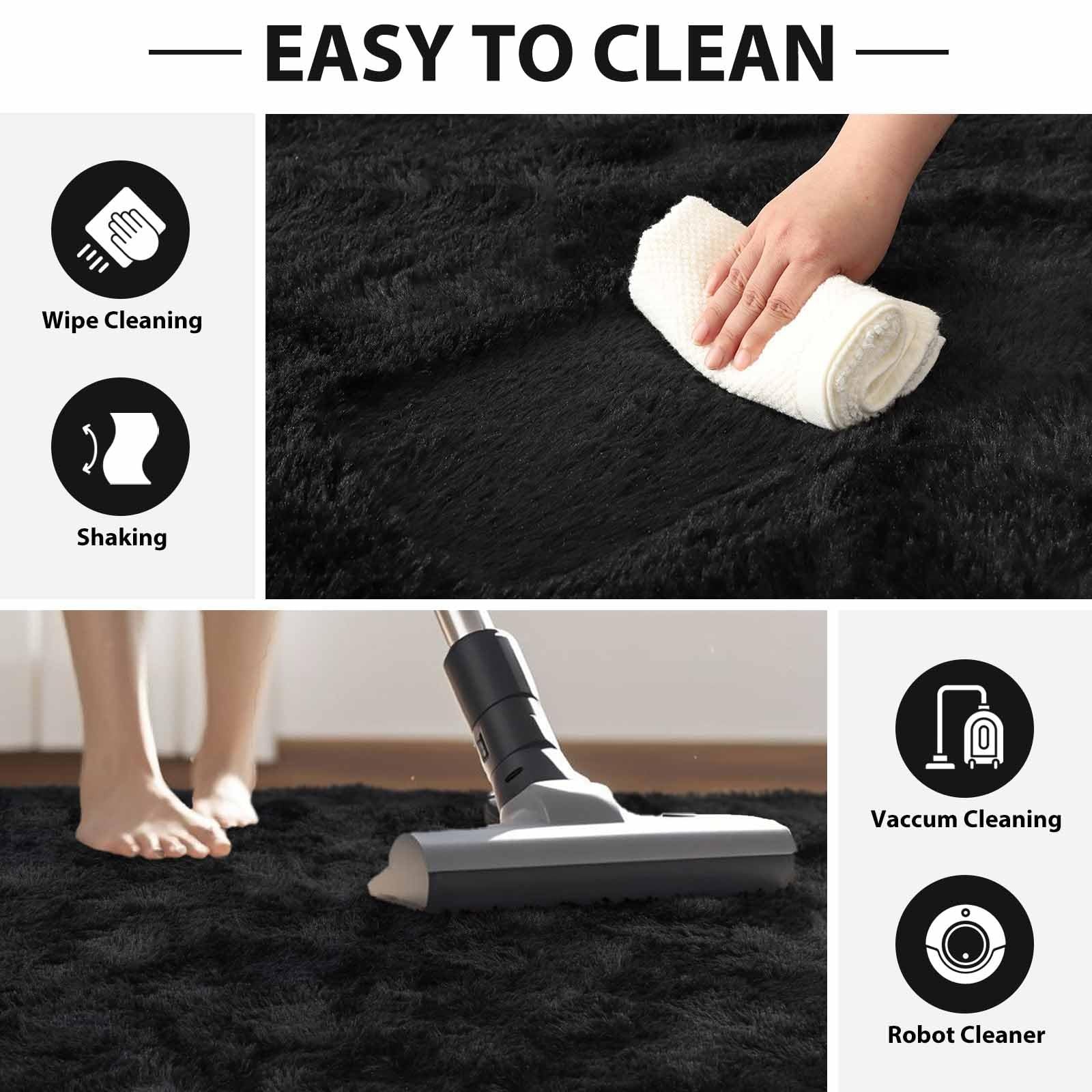 FinRèc 5×8 Feet Black Rugs for Living Room Bedroom, Fluffy Shaggy Area Rug, …