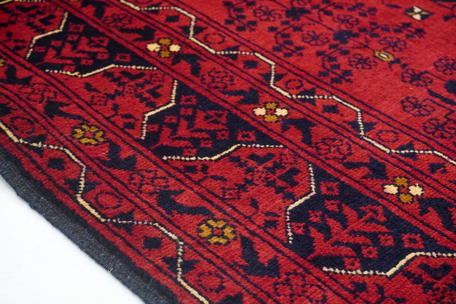 3×5 ft Red Afghan Hand Knotted Wool Oriental Rug