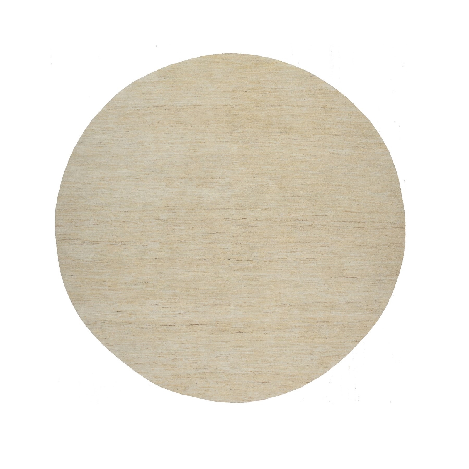 7’9″x7’9″ Bone White Pure Wool Modern Plain Design Hand Knotted Round Rug R91308