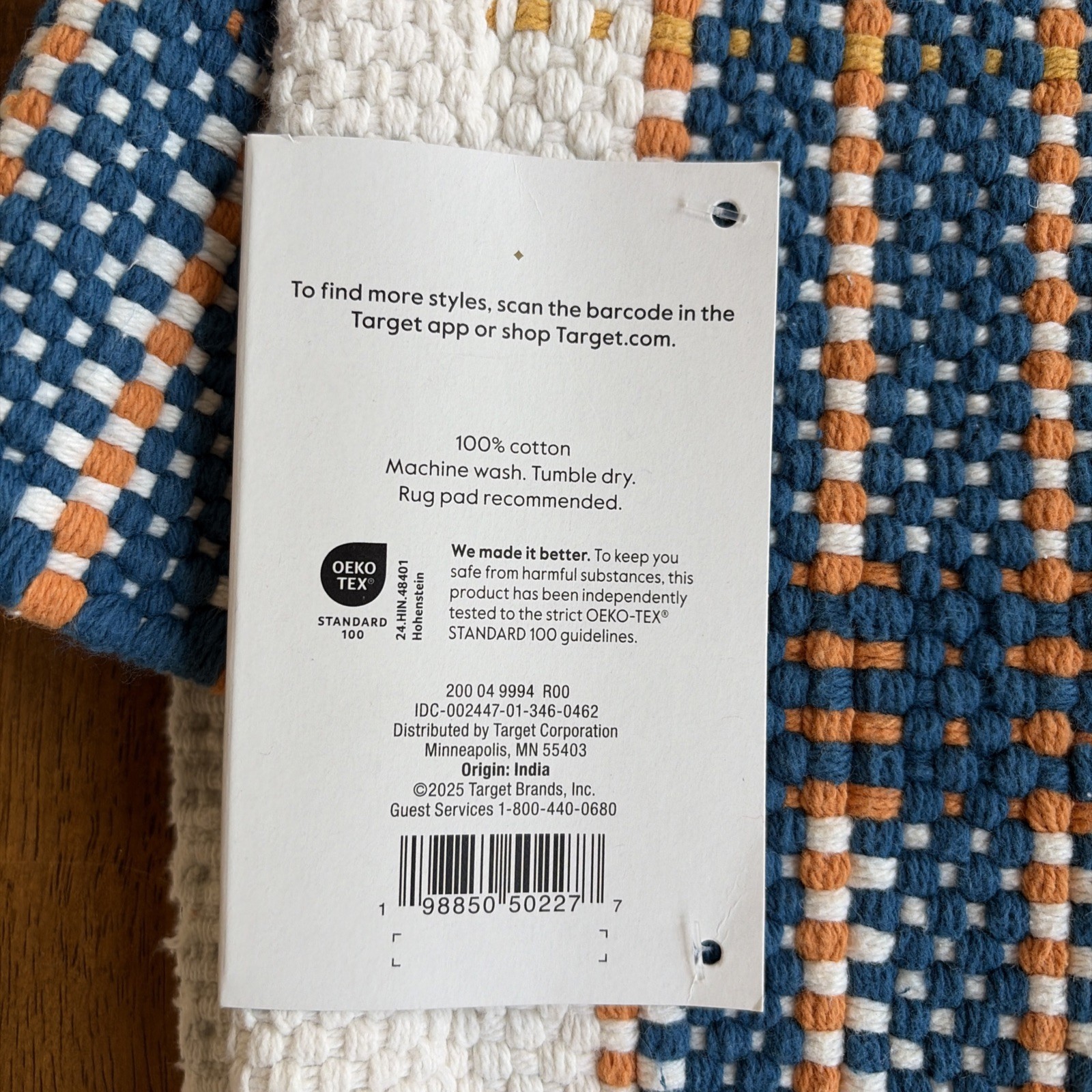 Threshold Kitchen Rug 20” X 34” Blue/Red/Orange/Yellow/Ivory / Plaid 100% Cotton
