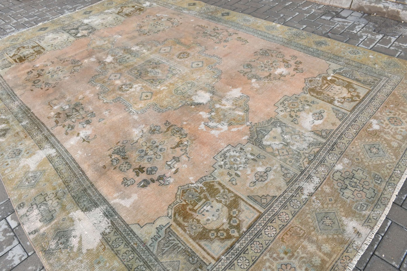 8,3×12 ft Rug, Turkish Vintage Rug, Brown Gray Oriental Rug