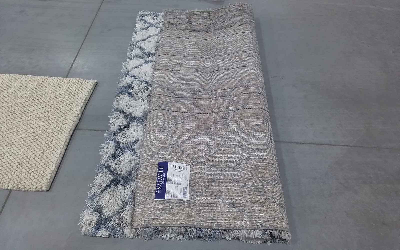 IVORY / BLUE 5′-0″ x 5′-0″ Back Stain Rug, Reduced Price 3172810147 HZN894M-5SQ