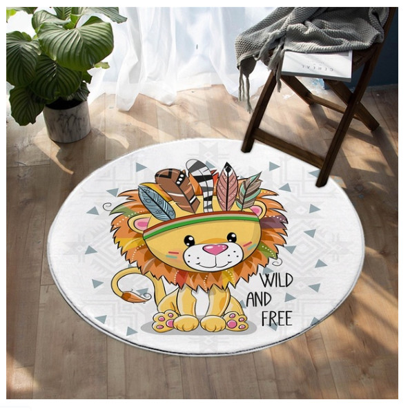 Kids Baby Lion Indian Cute Bedroom carpet Non Slip 100CM Diameter