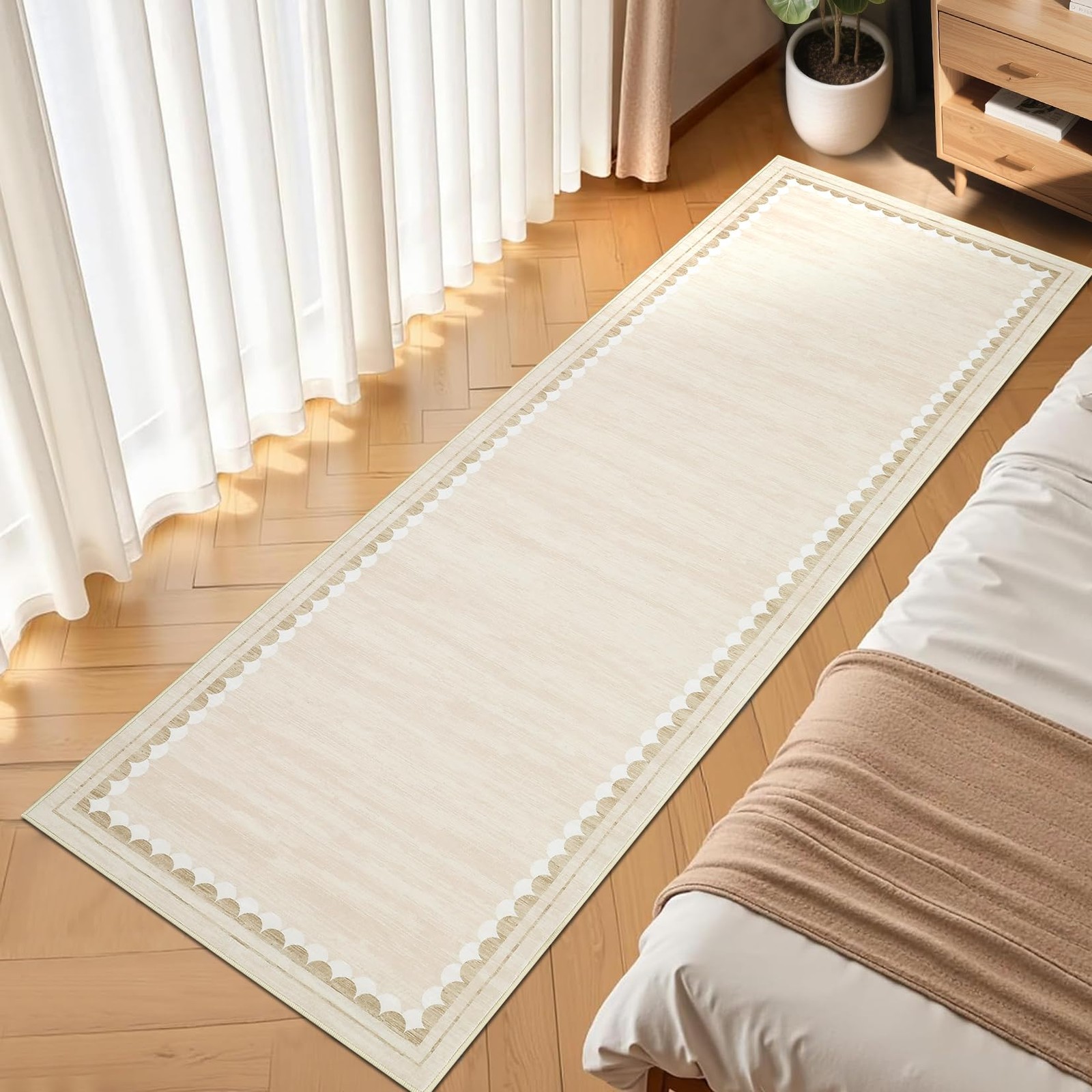 Scalloped 2×6 Runner Rug for Hallway Bathroom Runner Rugs Washable Non Slip K…