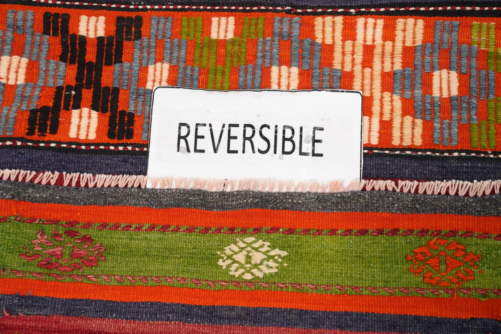 Vegetable Dye Kilim Area Rug 6×11 Flat-Weave Geometric Oriental Reversible Rug