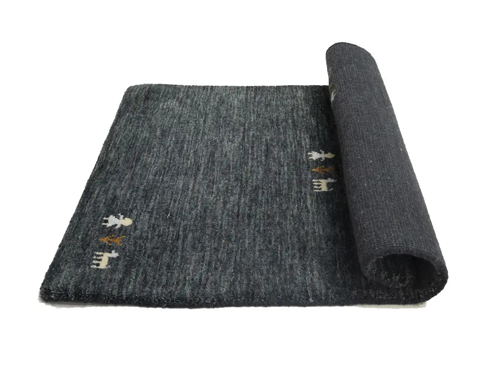Gabbeh Modern Rug Tribal Small 2X3 Charcoal Handmade Entryway Bedroom Carpet