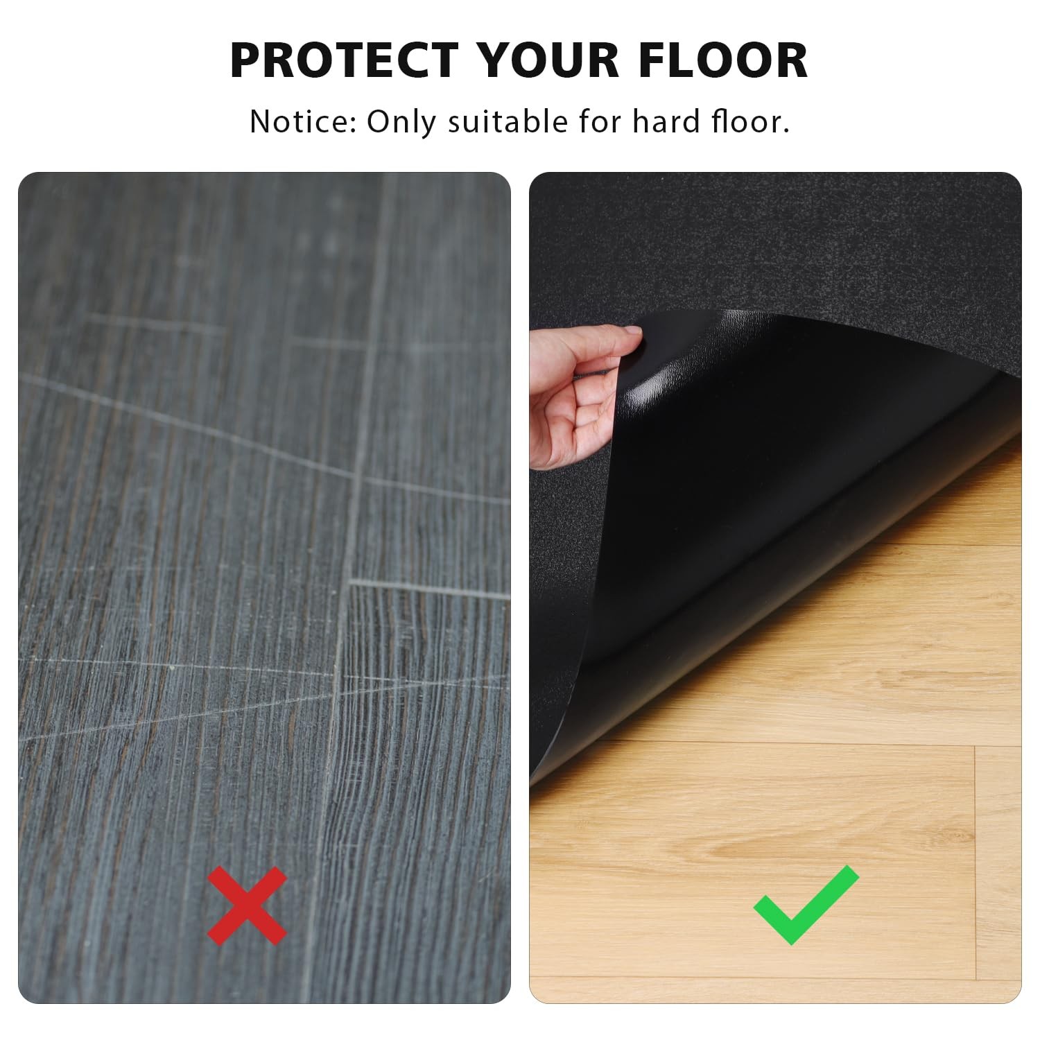 Vinyl Floor Mat for Home, Black Waterproof Area Mat for Under Dining Room Tab…
