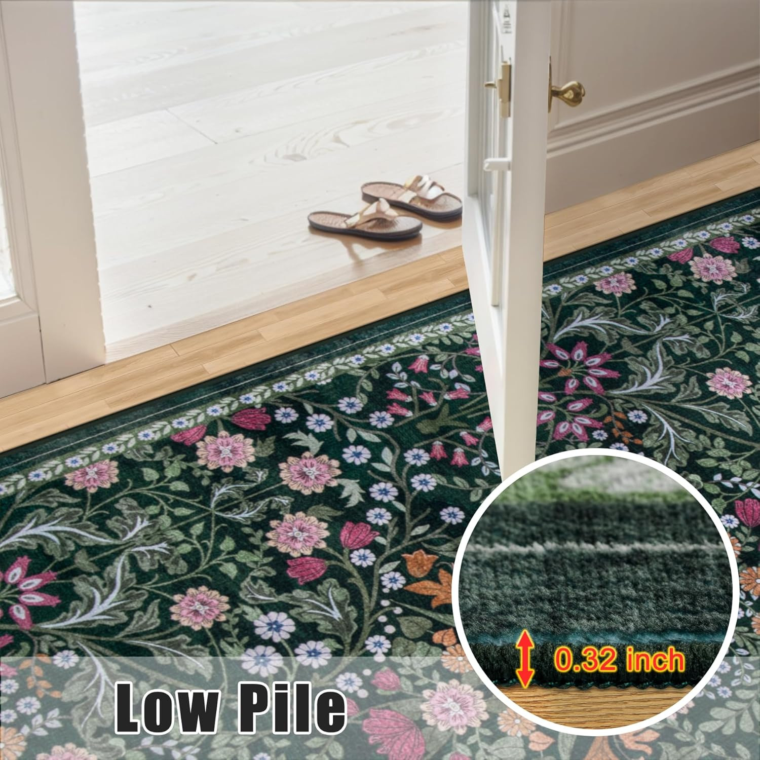 8X10 Area Rugs for Living Room: Floral Washable Rug Vintage Large Soft Boho Non-
