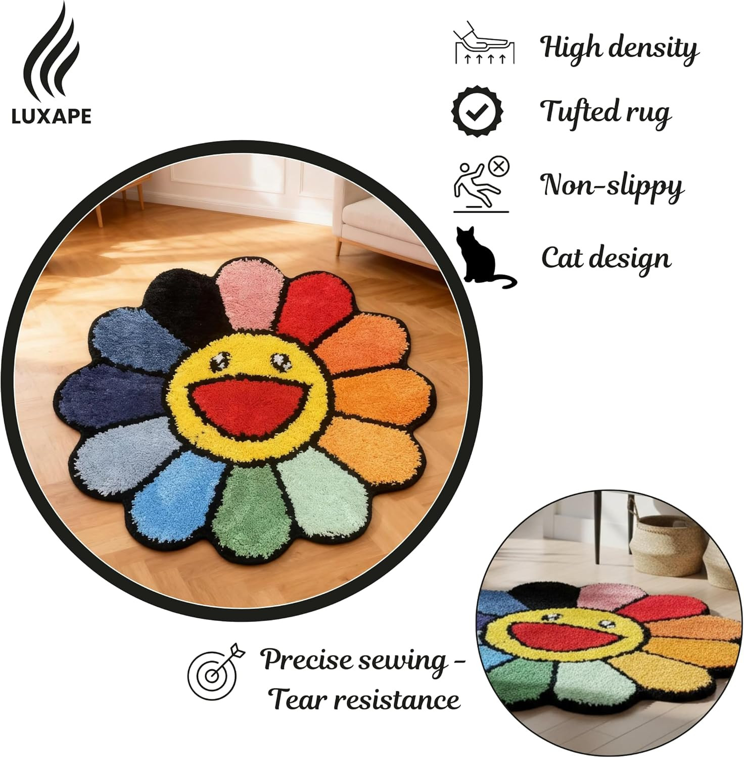 Murakami Rug – Handmade & Premium- 28In (70Cm) – Hypebeast Decor – Hypebeast Roo