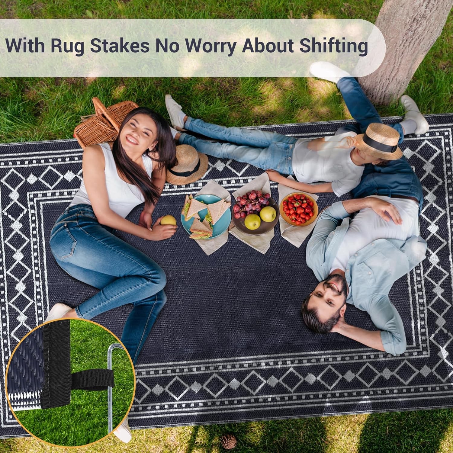 Outdoor rug Reversible patio Plastic Straw mat RV Camping Picnic Balcony Deck