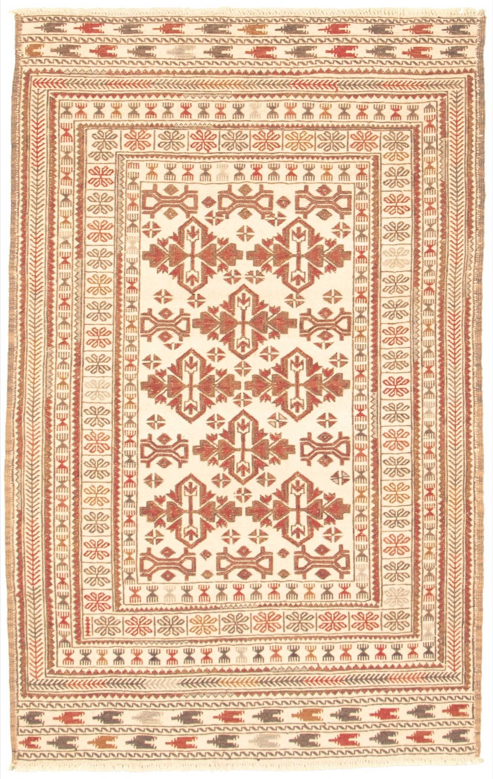 Vintage 3’11” x 6’2″ Traditional Wool Hand Woven Oriental Area Rug