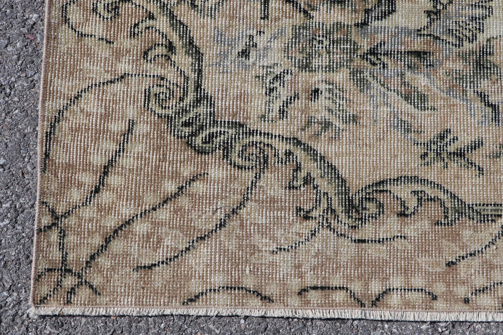 Vintage Large Rug 5,4×8,8 ft, Gray Camouflage Turkish Wool Rug