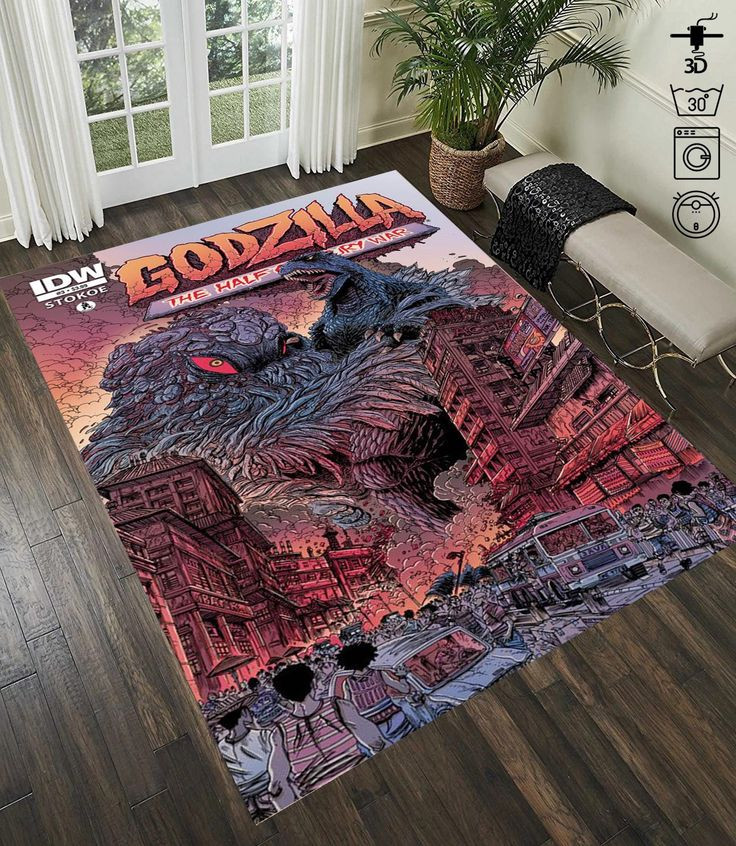 Godzilla , Godzilla Rug, Comic Books Rug,Godzilla Legends Rug, Retro Rug