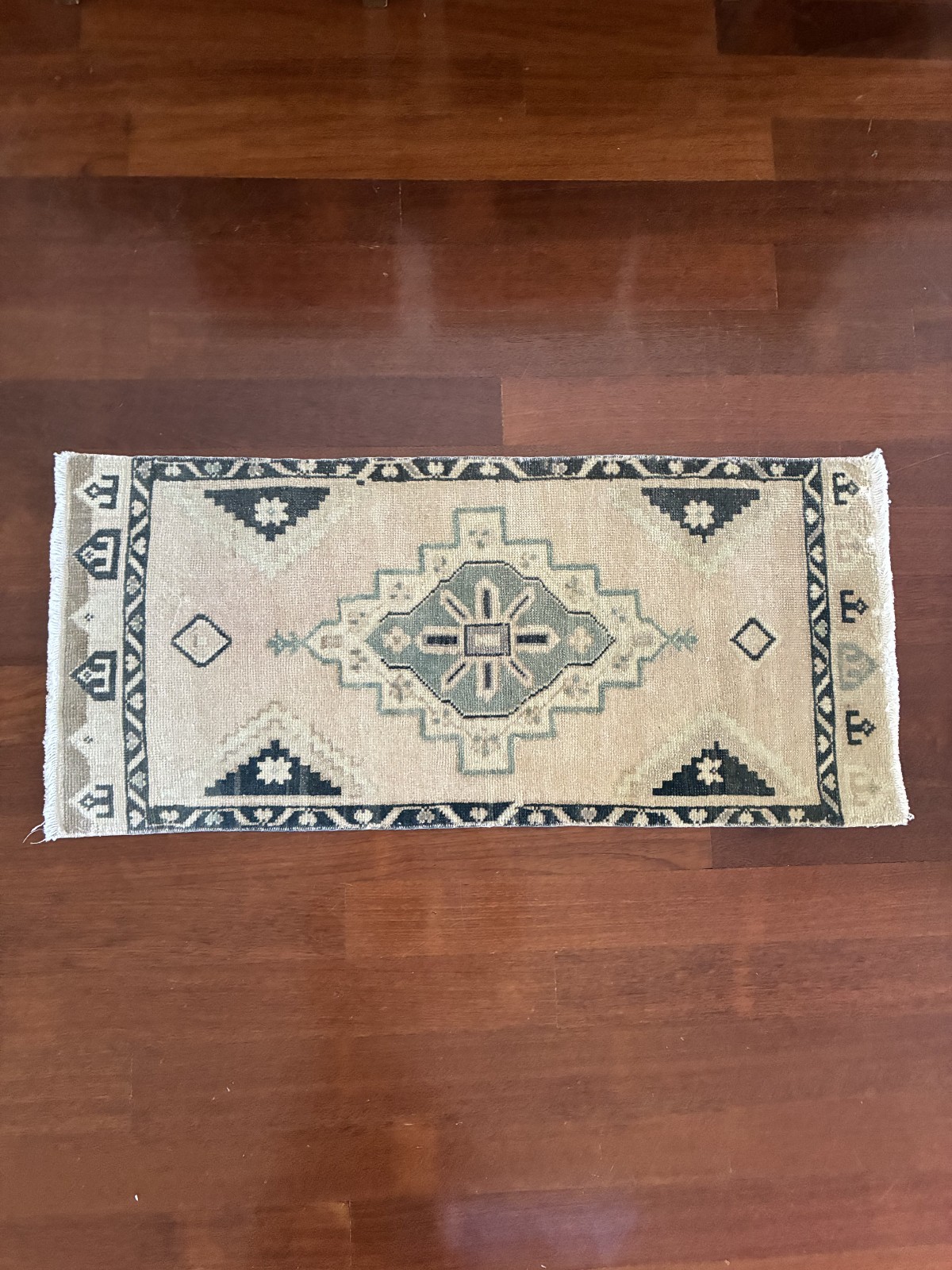 Entryway Small Accent Rug 2×3 Vintage Turkish Oushak Sage Green Wool Mat