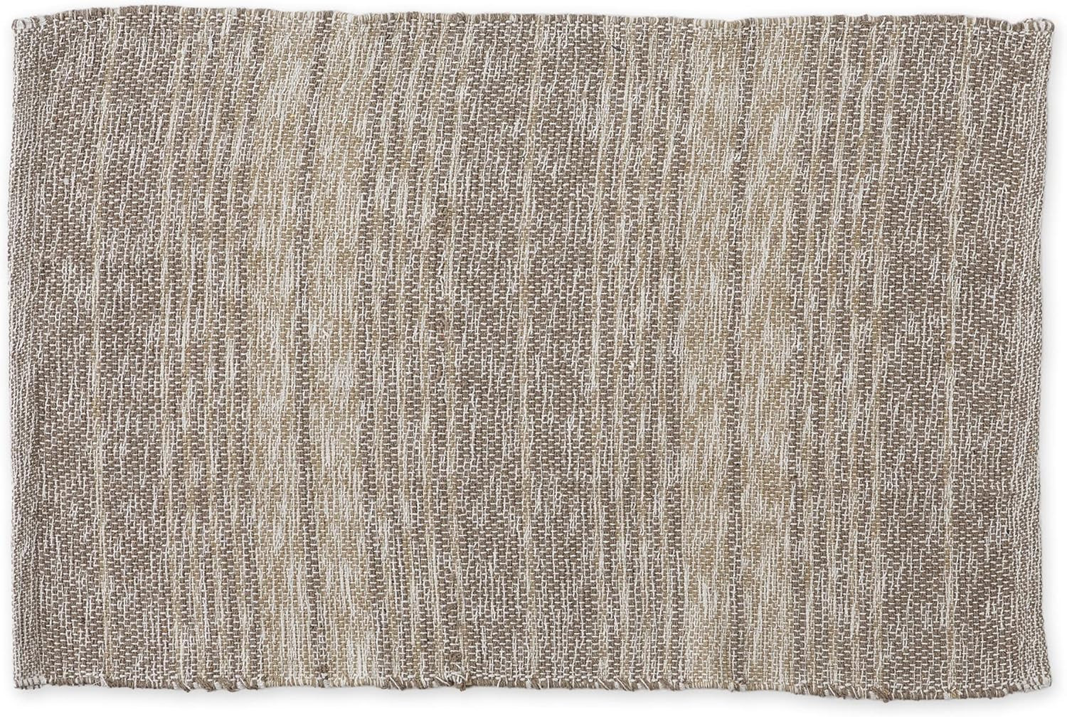 Woven Rag Rug Collection Recycled Yarn Variegated Rustic Stripe, 2X3′, Stone