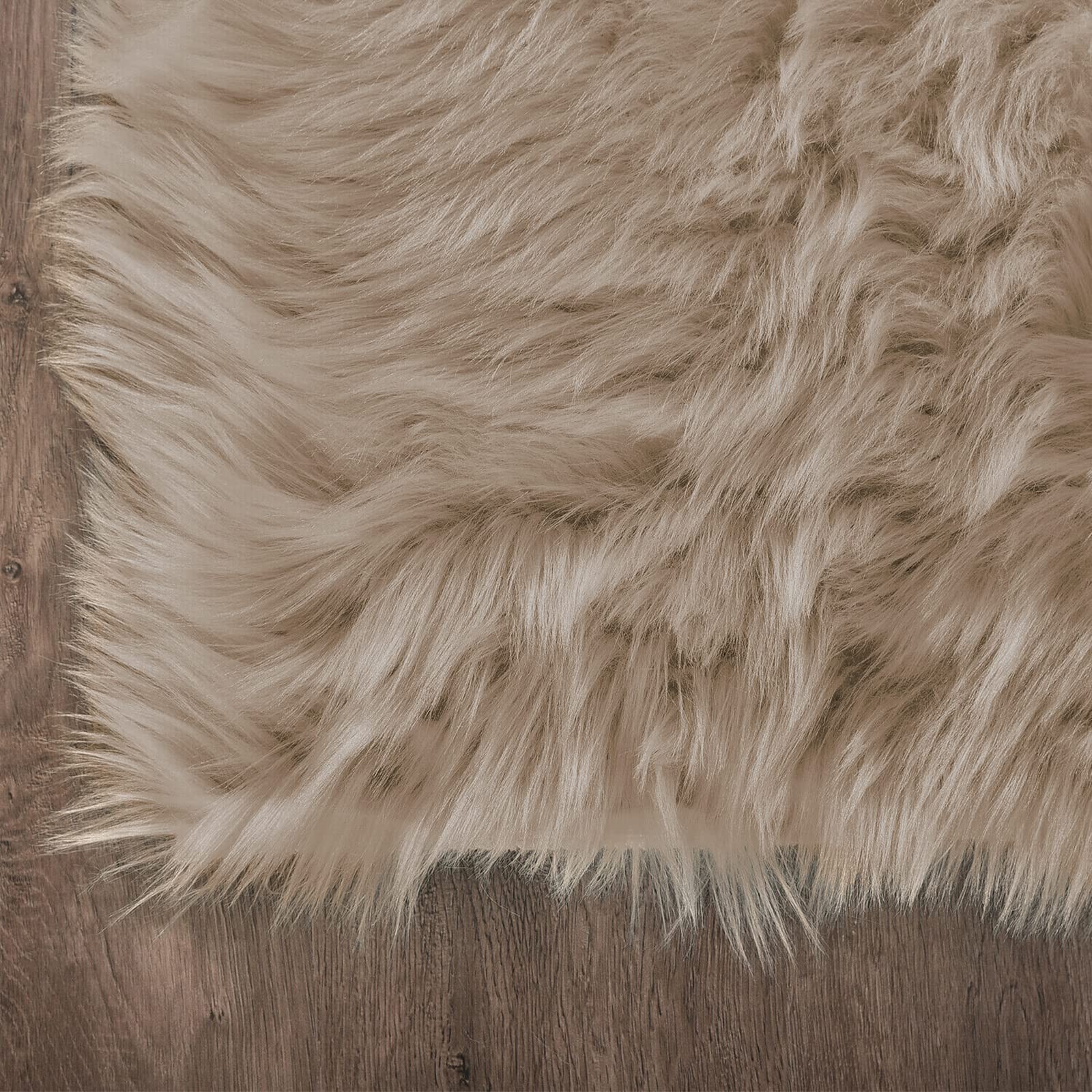 2×3 Brown Beige Small Faux Fur Fluffy Throw Rug Washable Shag Plush Carpet