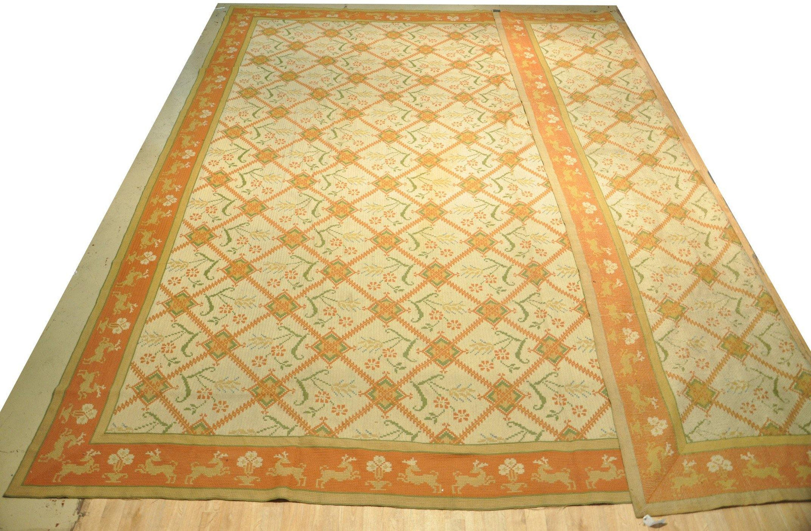 16 x 16 Needlepoint Very Rare 16 ft Square All-Over Old Handmade Rug