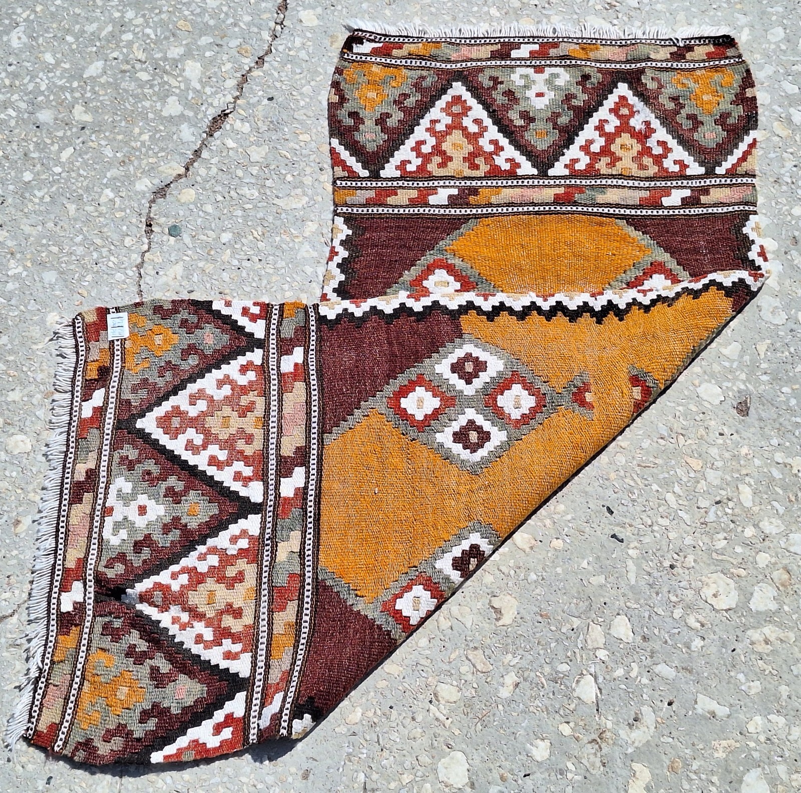 1960s Vintage Hand Woven Small Kilim Rug
