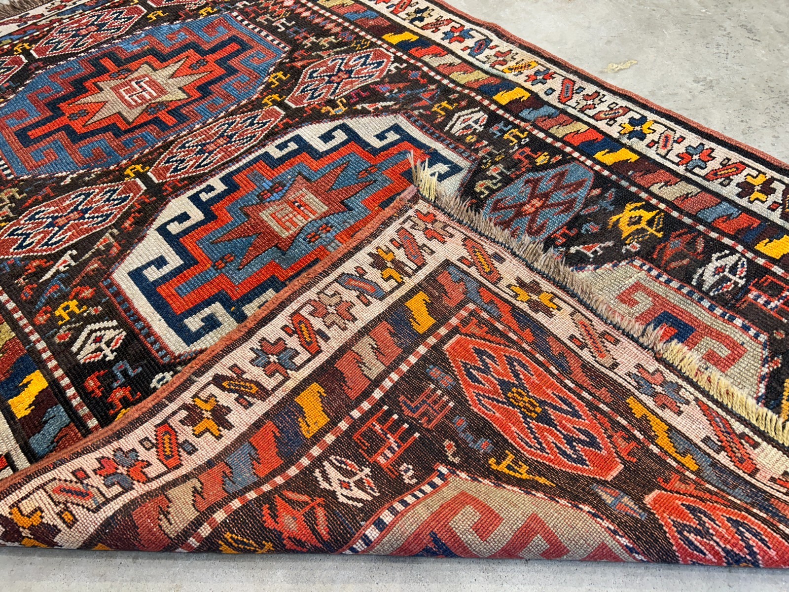 4’4″x6’4″ Antique Hand-knotted Wool Geometric Caucasian Area Rug – Russian 4×6