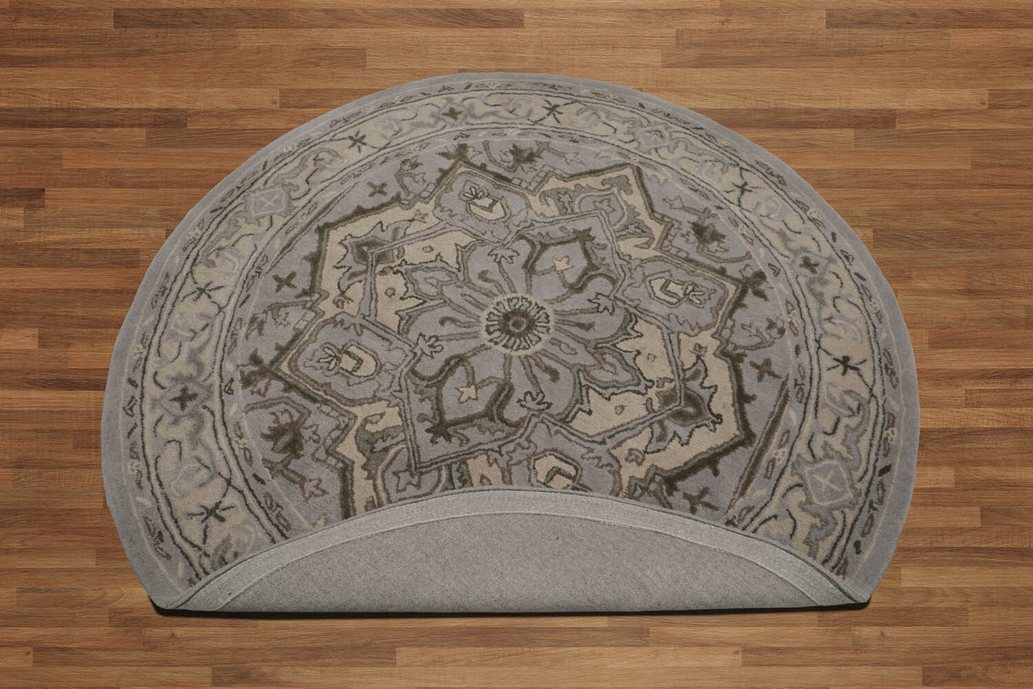 6’x6′ Gray Hand Tufted Traditional Abstract Wool Oriental Area Rug