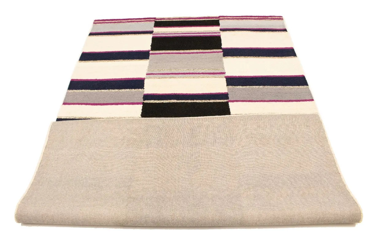 Multicolored 5×8 Hand-Tufted Contemporary Rug Carpet with Geometric Stripes