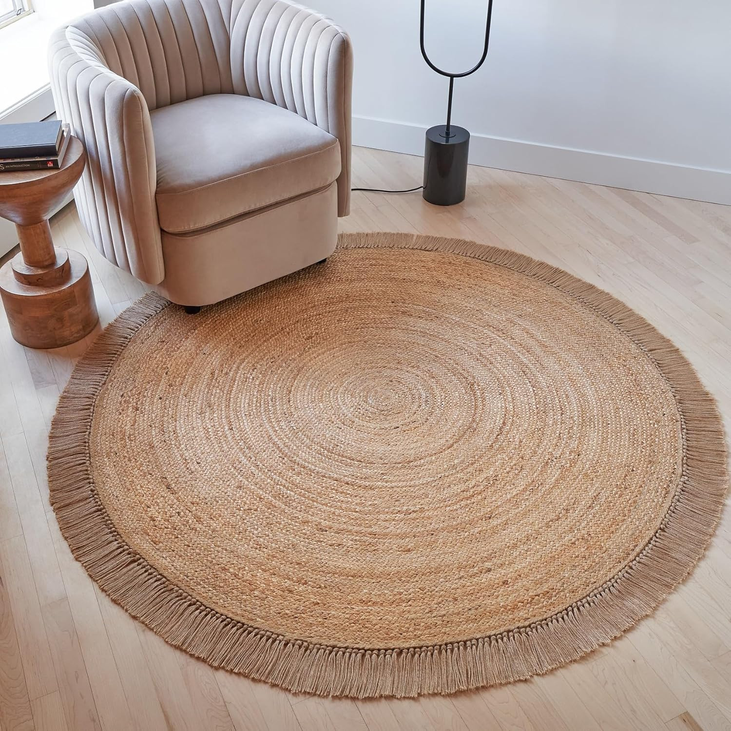 Hand Woven 5×5 Ft Jute Area Rug – Perfect for Entry, Kitchen, or Living Room