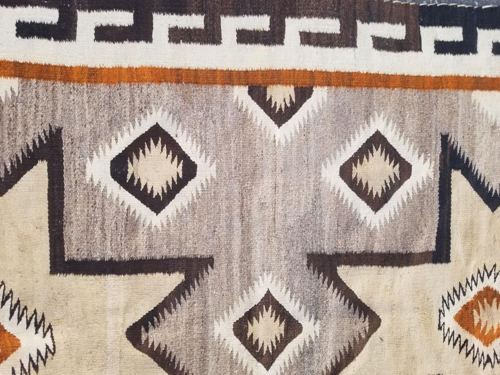 Vintage Handwoven American Navajo Geometric Pattern Wool Rug 6.3 x 3.6 ft