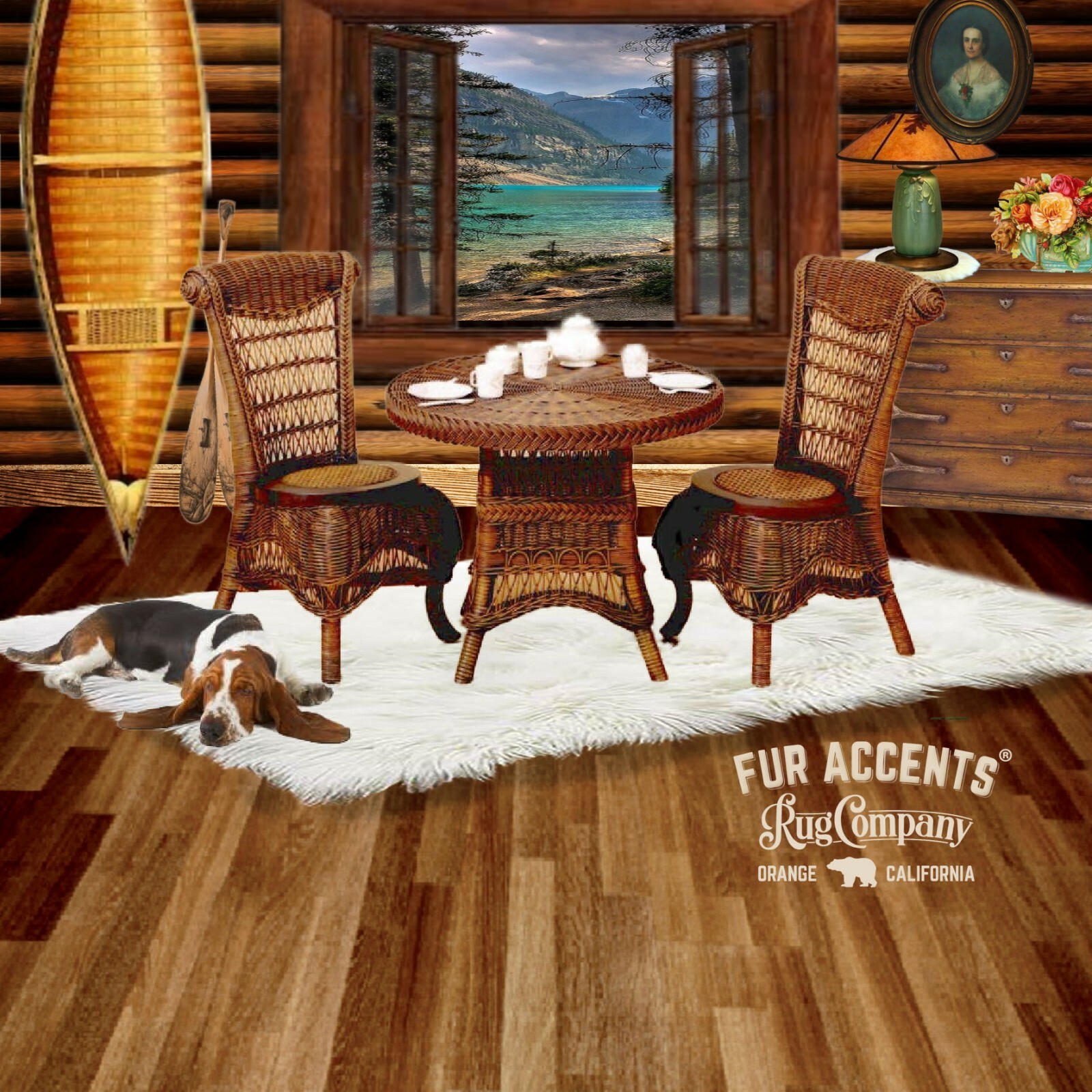 FUR ACCENTS 5′ x 6′ Plush White Shag Faux Sheepskin Area Rug REctangle