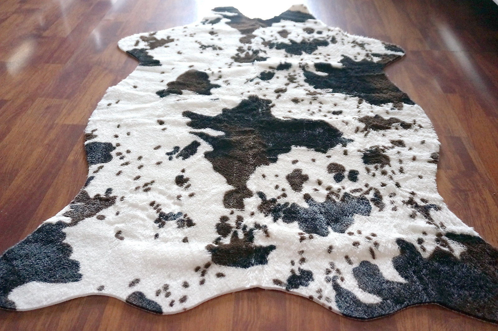 Rug Print Rawhide Brown Faux Cowhide Bedroom Living Carpet Throw Cow Animal Fur
