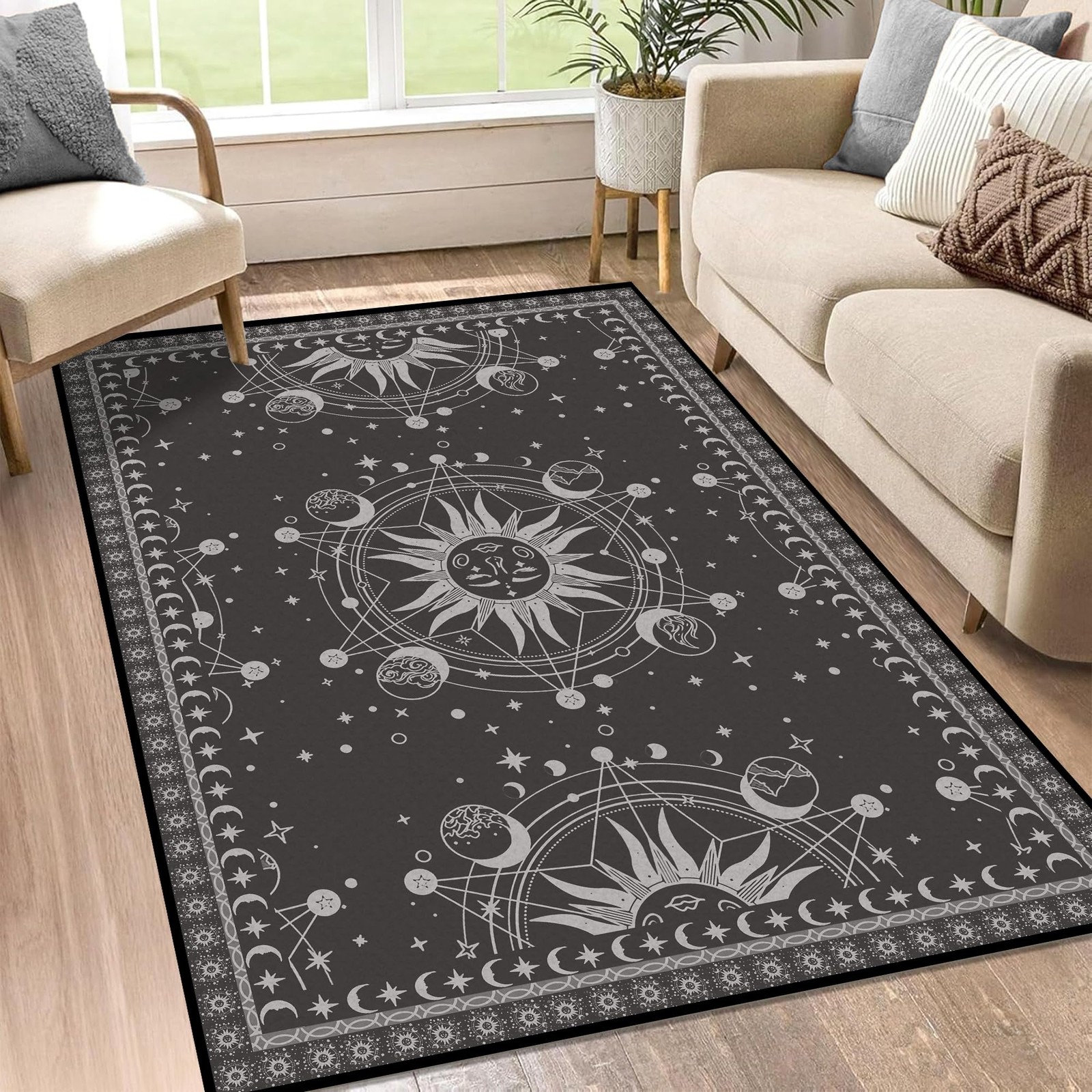 Ceryuee Sun And Moon Rug Boho Celestial Area Rugs For Bedroom Dorm Living Room