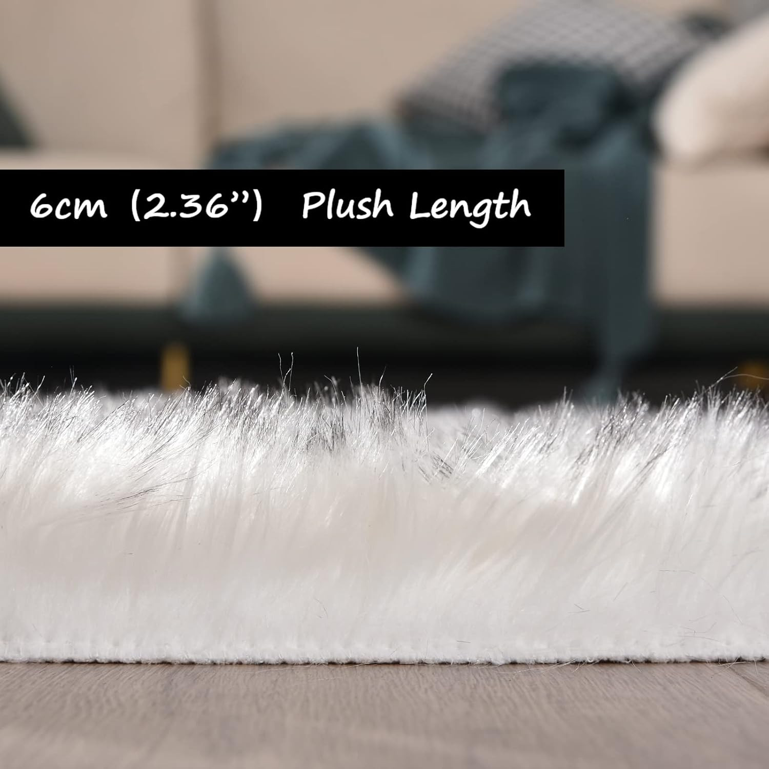Faux Sheepskin Rug 2×6 Fluffy Fuzzy Furry Runner for Bedroom Bedside Plush – Whi