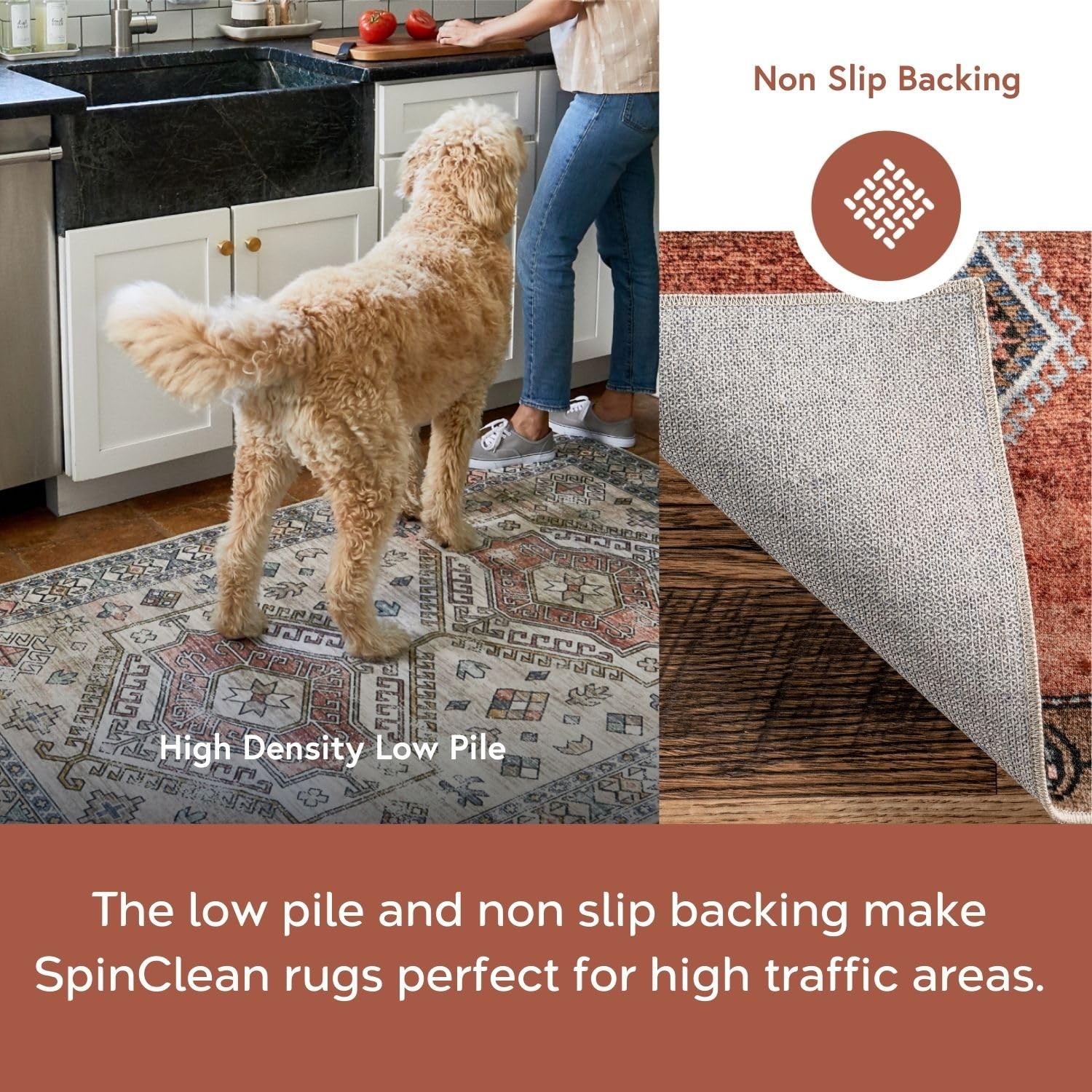 Gladys Machine Washable Vintage Medallion Ultra Thin Runner Rug, 2′ 6″ x 8′, …