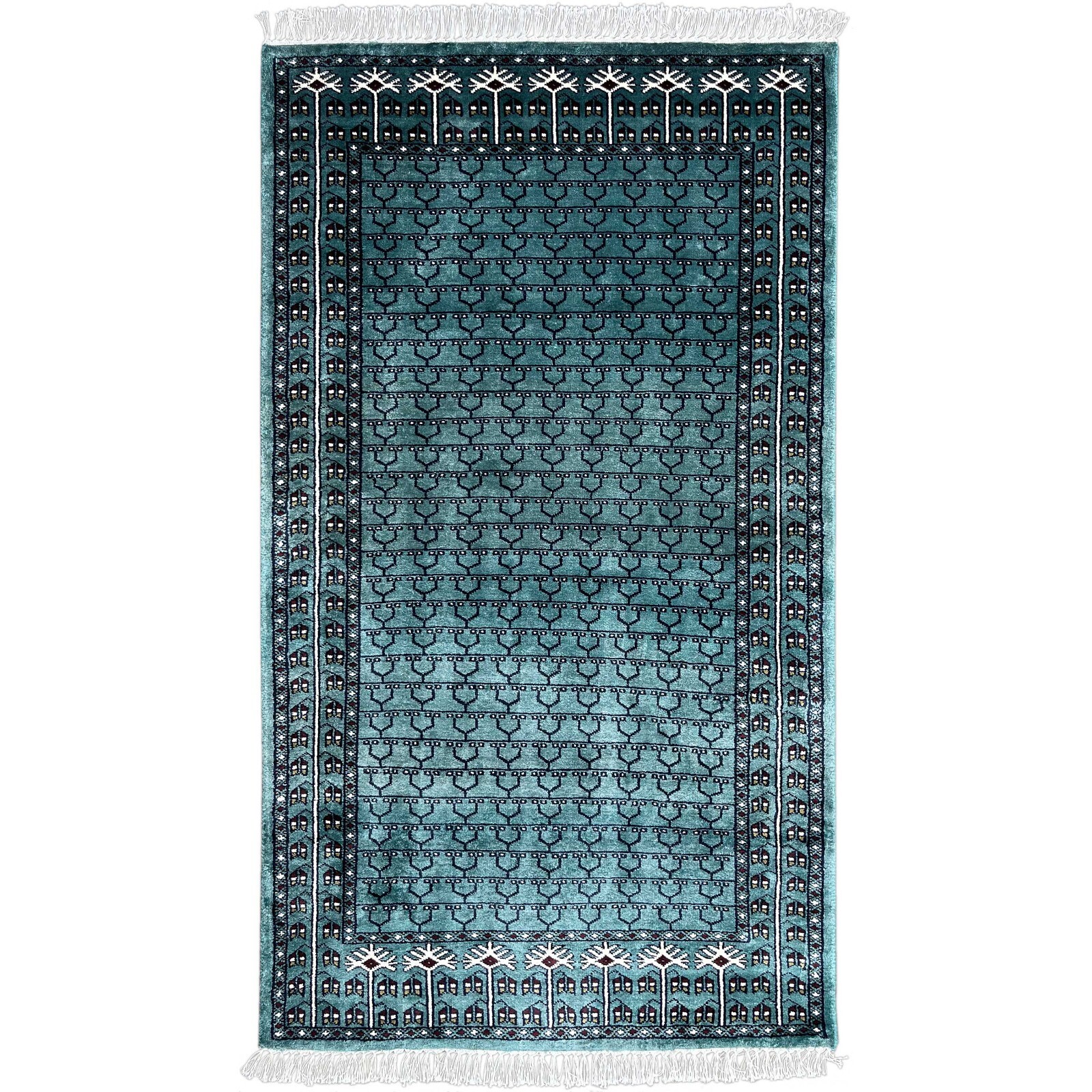 Amma Carpets 3×5 feet Rug Parda Handmade Art Silk Hand-Knotted Sky Blue