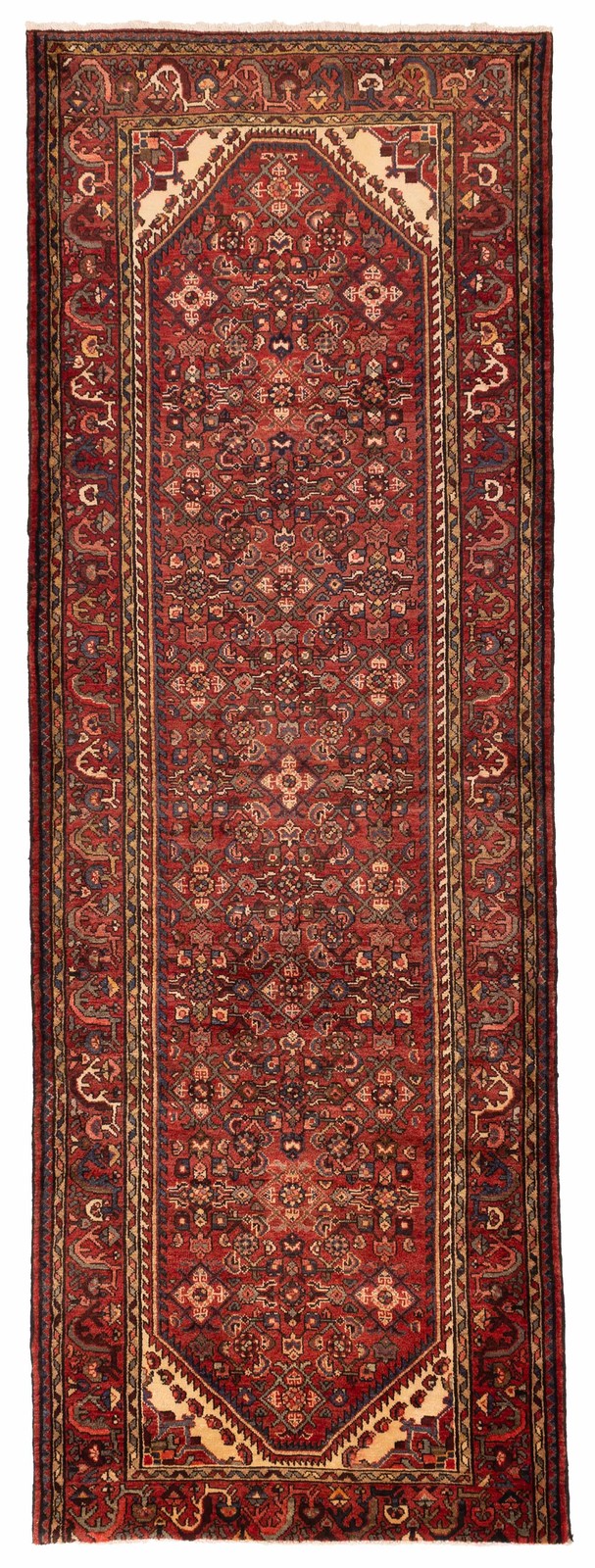 Vintage Hand-knotted Runner Rug 3’8″ x 10’6″ Traditional Oriental Wool Carpet